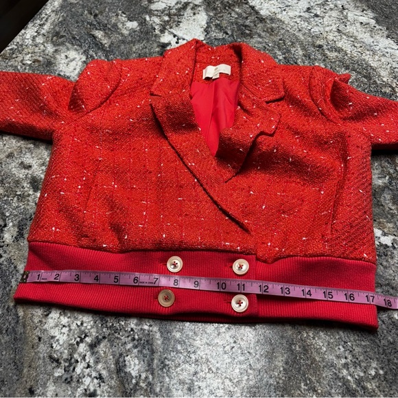 etcetera Tweed Jacket Bomber Blazer Orange Peach Tweed Size 8 - Picture 9 of 10